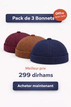 Pack 3 Bonnets Docker (Bordeaux Chocolat Marine)